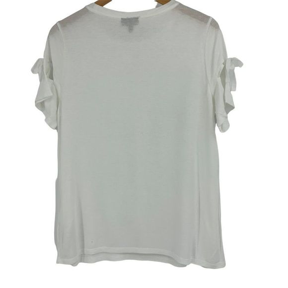 Womans Topshop T-Shirt Top Short Cutout Bell Sleeves White Sz 10 US M 0204 - Picture 5 of 7